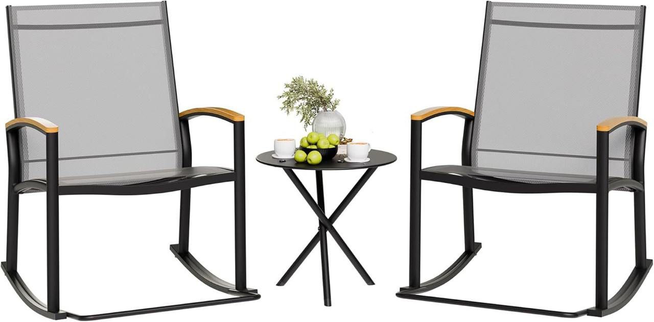 3 Piece Outdoor Rocking Bistro Set